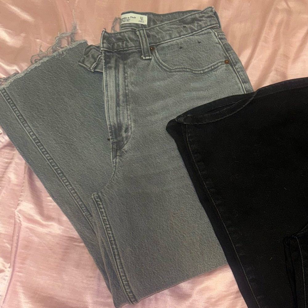 Abercrombie & Fitch Gray and Black Straight Leg Jeans
